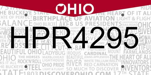 HPR4295 Ohio License Plate