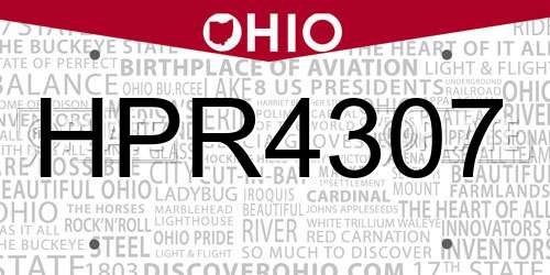HPR4307 Ohio License Plate