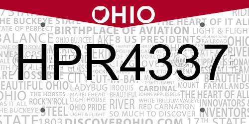 HPR4337 Ohio License Plate
