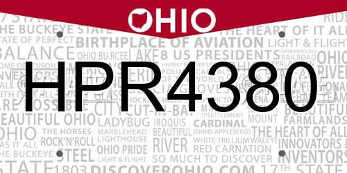 HPR4380 Ohio License Plate