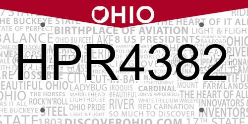 HPR4382 Ohio License Plate