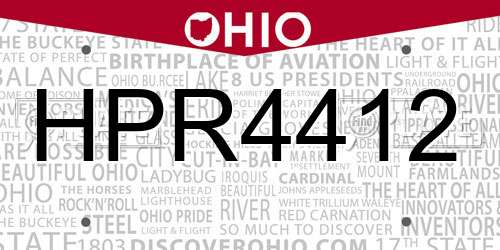 HPR4412 Ohio License Plate