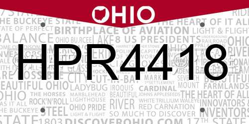 HPR4418 Ohio License Plate