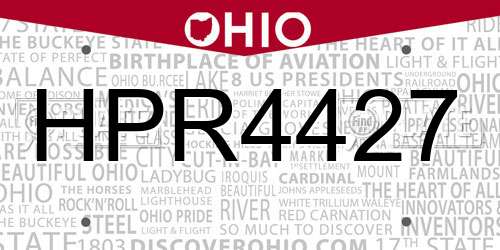 HPR4427 Ohio License Plate