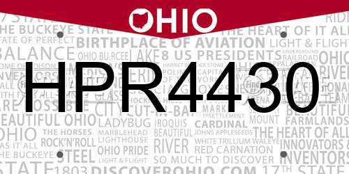 HPR4430 Ohio License Plate