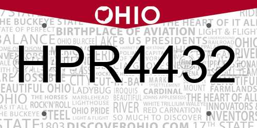 HPR4432 Ohio License Plate