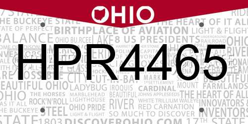 HPR4465 Ohio License Plate