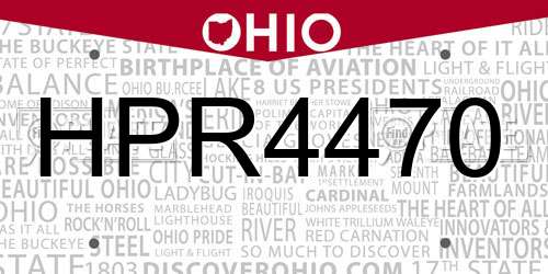 HPR4470 Ohio License Plate
