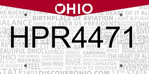 HPR4471 Ohio License Plate