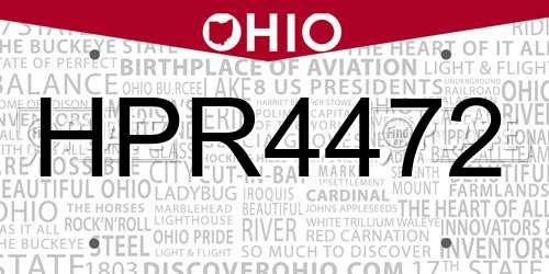 HPR4472 Ohio License Plate
