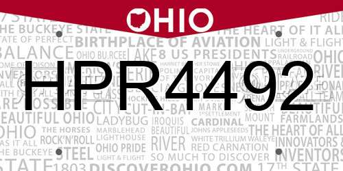 HPR4492 Ohio License Plate