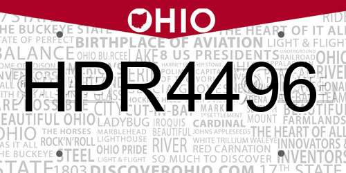 HPR4496 Ohio License Plate