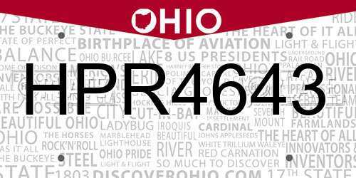 HPR4643 Ohio License Plate
