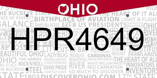 HPR4649 Ohio License Plate