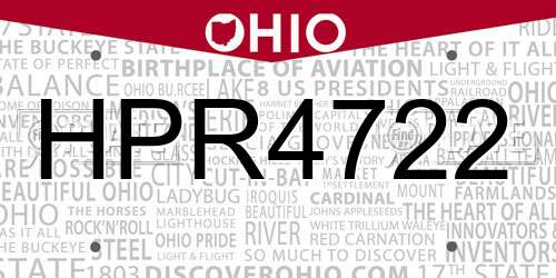 HPR4722 Ohio License Plate