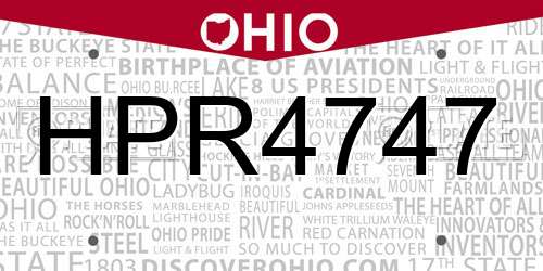 HPR4747 Ohio License Plate