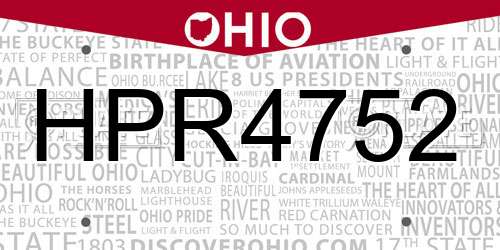 HPR4752 Ohio License Plate