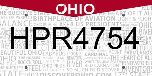HPR4754 Ohio License Plate