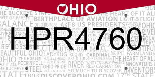 HPR4760 Ohio License Plate