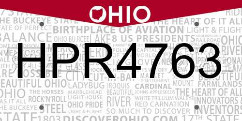 HPR4763 Ohio License Plate