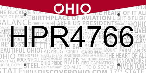 HPR4766 Ohio License Plate