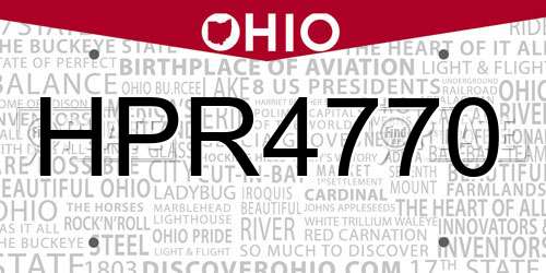 HPR4770 Ohio License Plate