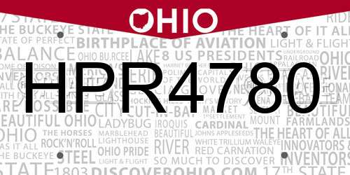 HPR4780 Ohio License Plate