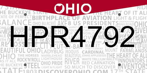 HPR4792 Ohio License Plate