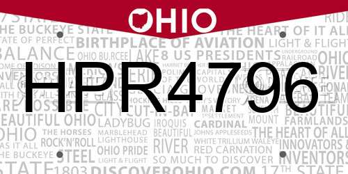 HPR4796 Ohio License Plate