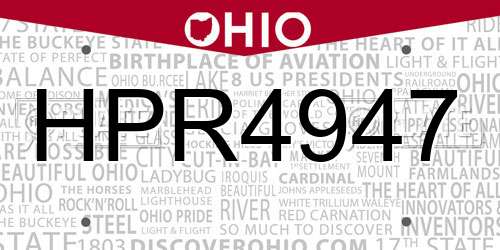 HPR4947 Ohio License Plate