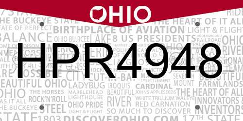 HPR4948 Ohio License Plate