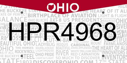 HPR4968 Ohio License Plate