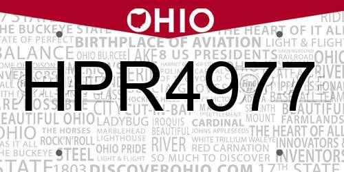 HPR4977 Ohio License Plate