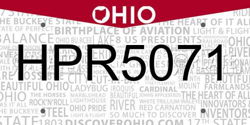 HPR5071 Ohio License Plate