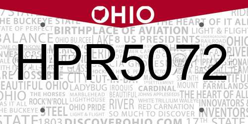HPR5072 Ohio License Plate