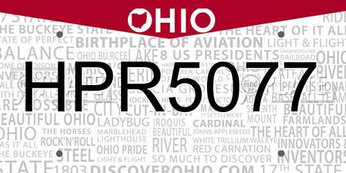 HPR5077 Ohio License Plate