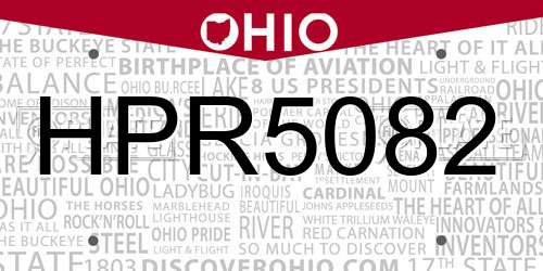 HPR5082 Ohio License Plate