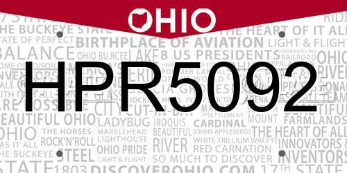 HPR5092 Ohio License Plate