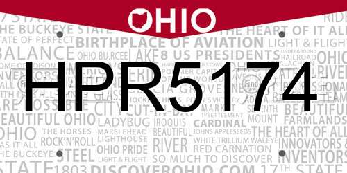 HPR5174 Ohio License Plate