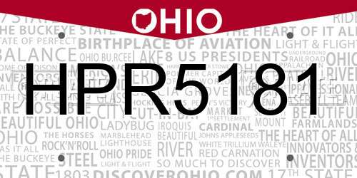HPR5181 Ohio License Plate