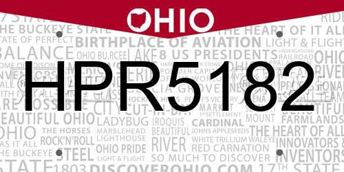 HPR5182 Ohio License Plate