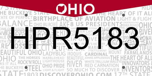 HPR5183 Ohio License Plate