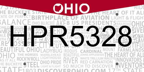 HPR5328 Ohio License Plate