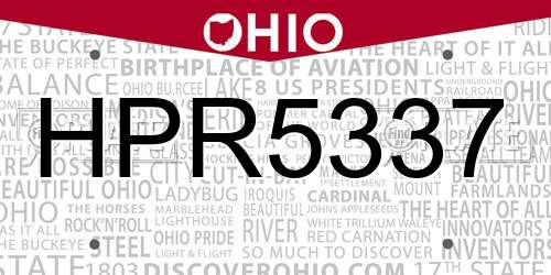 HPR5337 Ohio License Plate