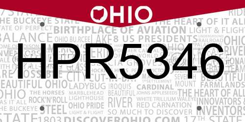 HPR5346 Ohio License Plate
