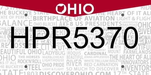 HPR5370 Ohio License Plate