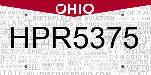 HPR5375 Ohio License Plate