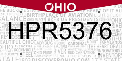 HPR5376 Ohio License Plate