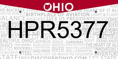HPR5377 Ohio License Plate