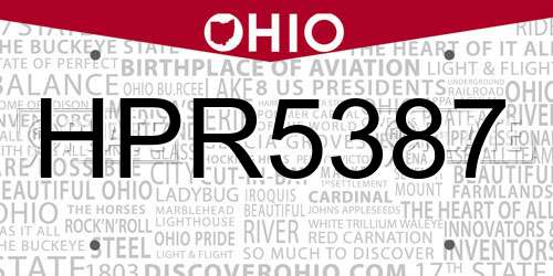 HPR5387 Ohio License Plate